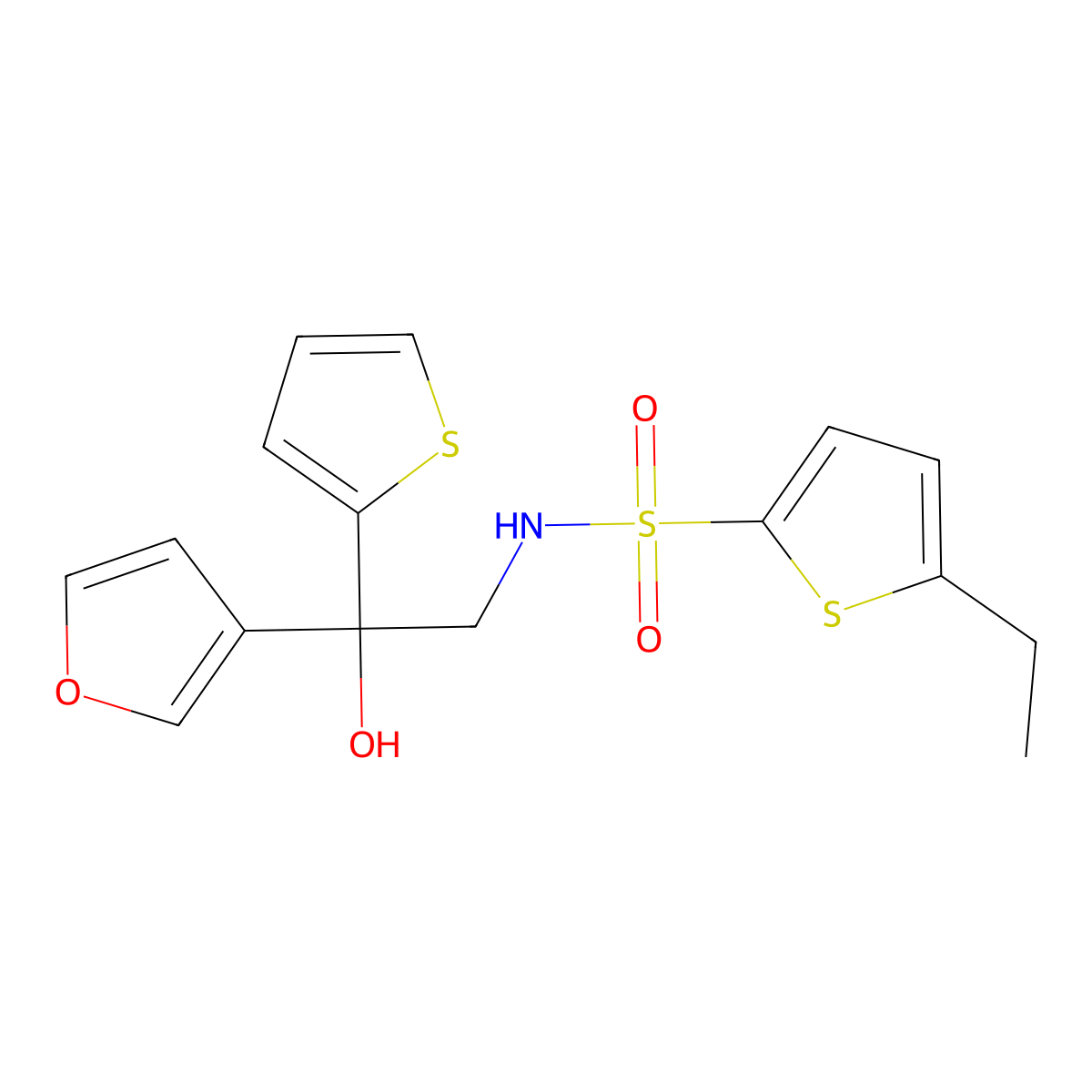 5-ethyl-N-(2-(furan-3-yl)-2-hydroxy-2-(thiophen-2-yl)ethyl)thiophene-2-sulfonamide molecular structure, CAS 2034634-65-4