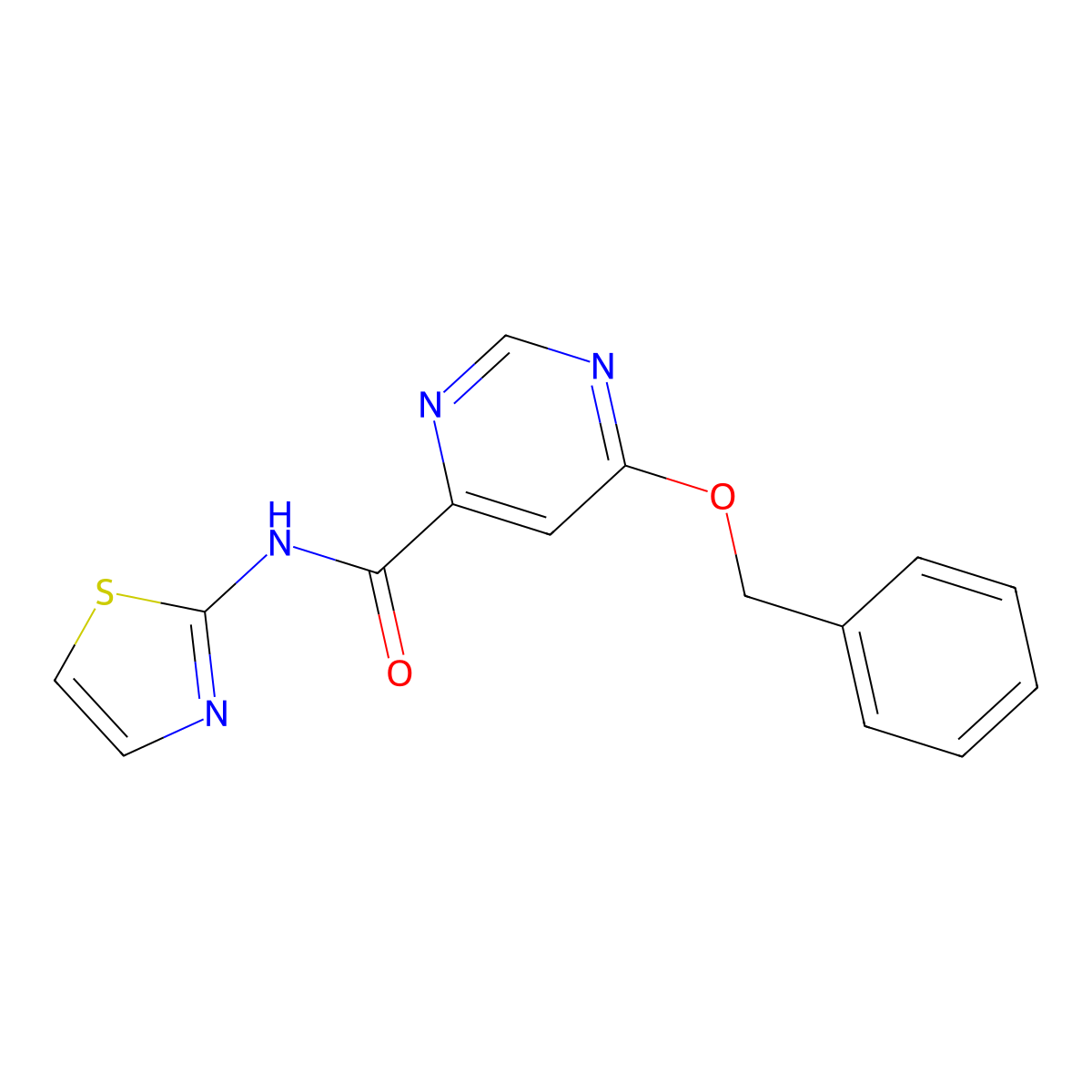 6-(benzyloxy)-N-(thiazol-2-yl)pyrimidine-4-carboxamide molecular structure, CAS 2034634-68-7
