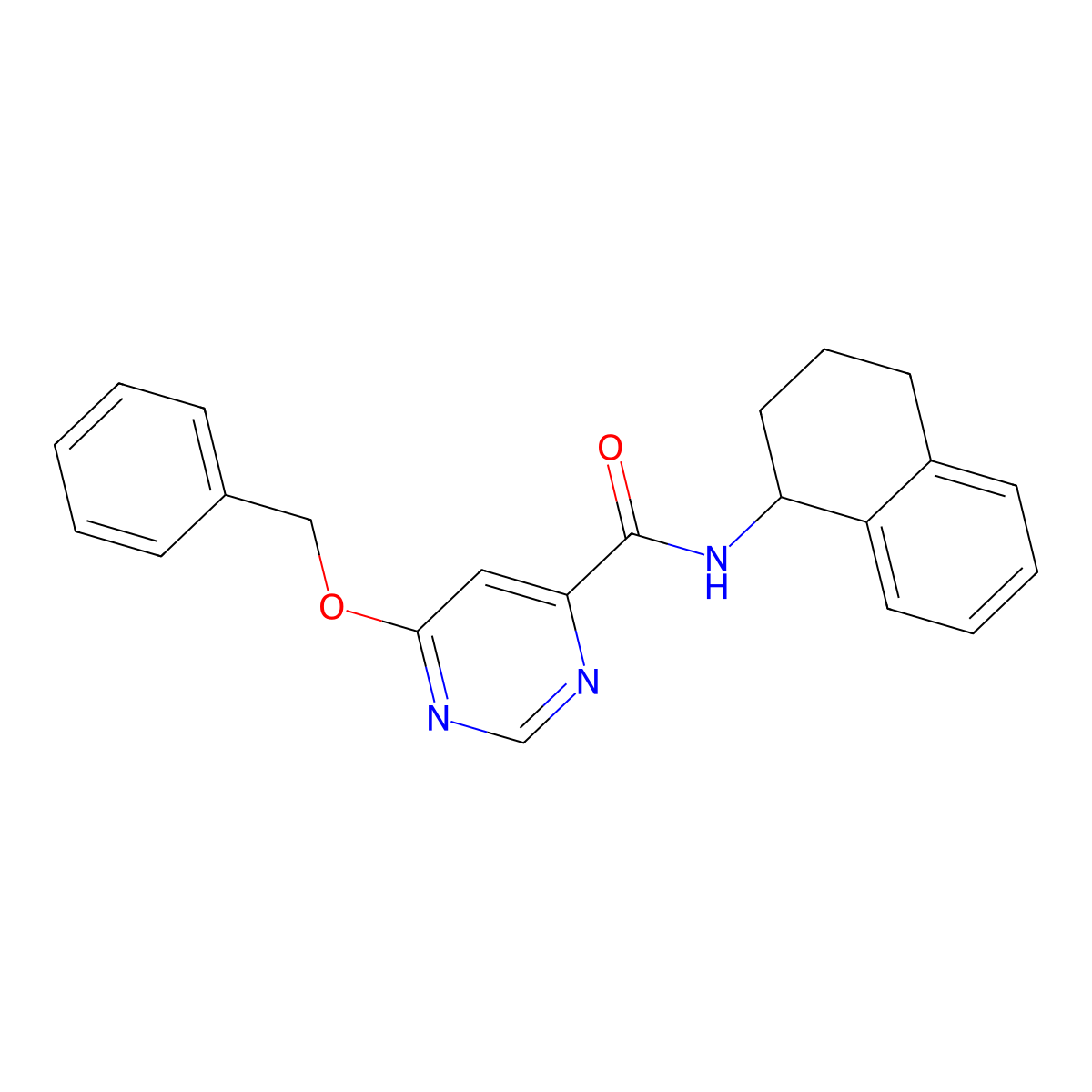6-(benzyloxy)-N-(1,2,3,4-tetrahydronaphthalen-1-yl)pyrimidine-4-carboxamide molecular structure, CAS 2034634-76-7