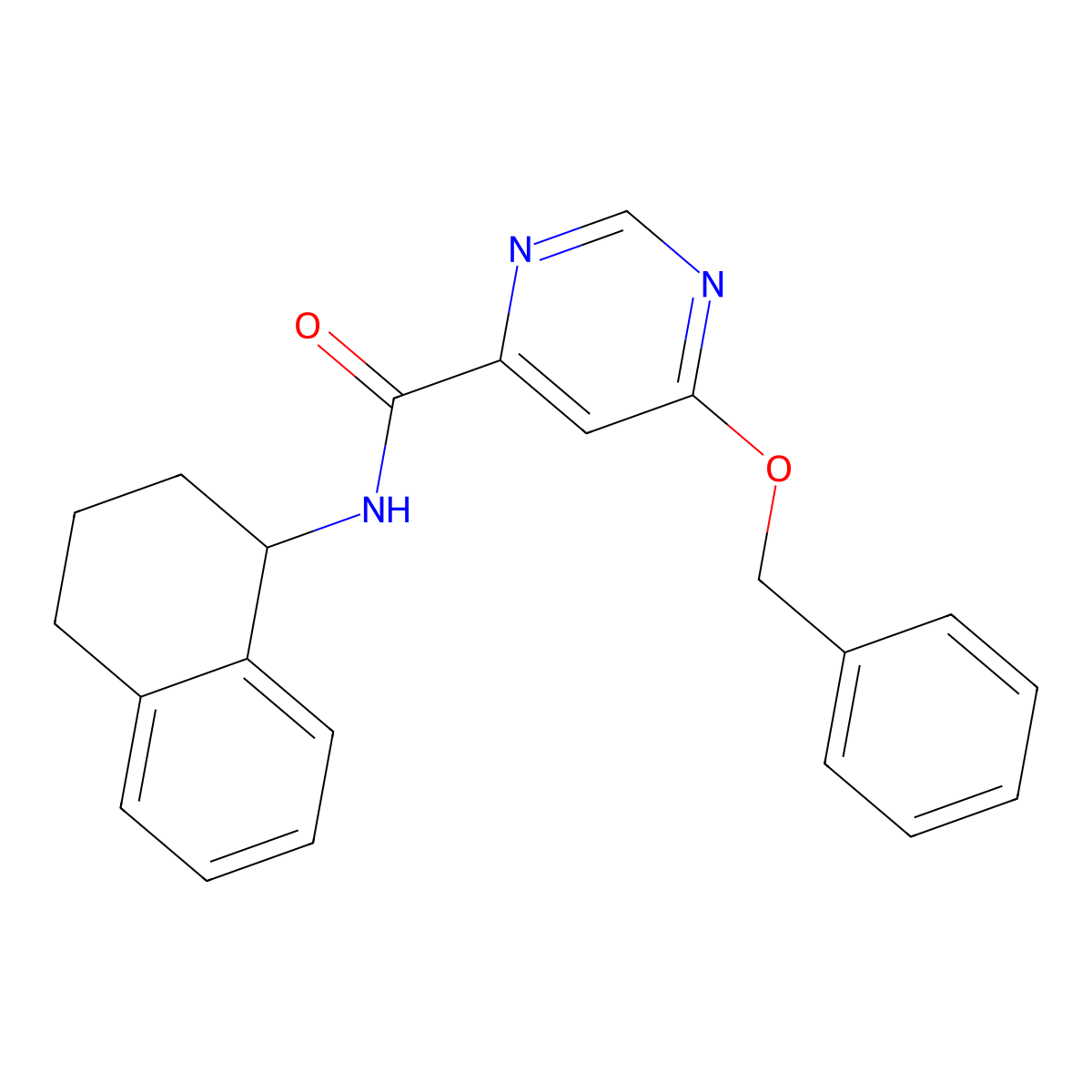 6-(benzyloxy)-N-(1,2,3,4-tetrahydronaphthalen-1-yl)pyrimidine-4-carboxamide molecular structure, CAS 2034634-76-7