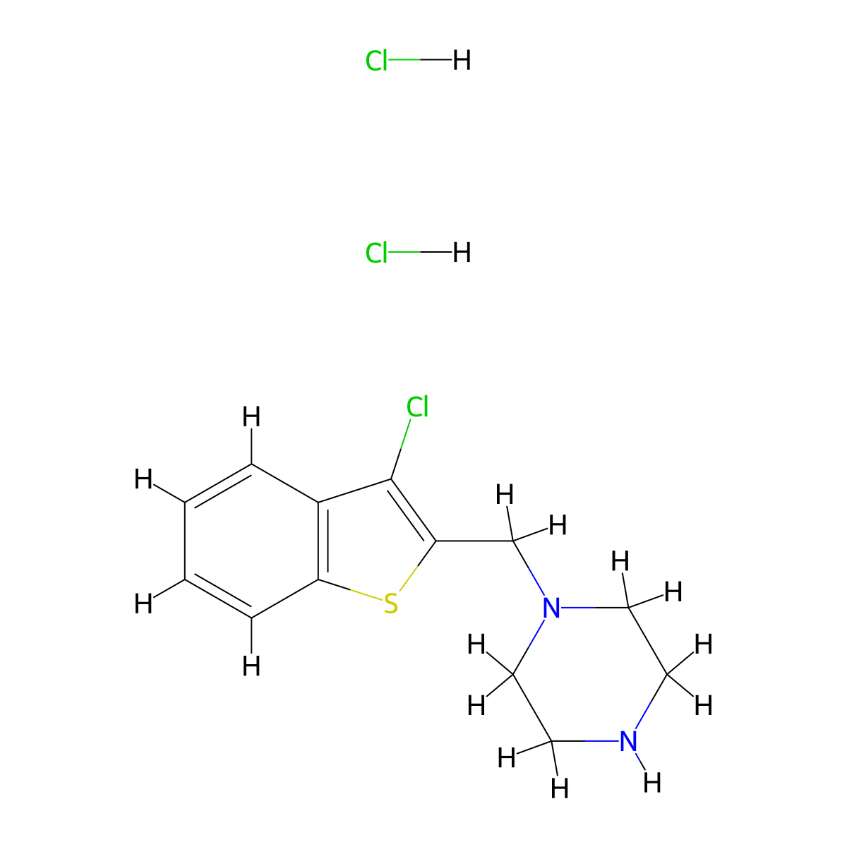 1-[(3-Chloro-1-benzothiophen-2-yl)methyl]piperazine dihydrochloride molecular structure, CAS 2034749-29-4