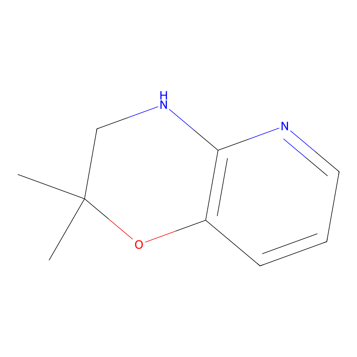 2,2-dimethyl-2H,3H,4H-pyrido(3,2-b)(1,4)oxazine molecular structure, CAS 20348-26-9