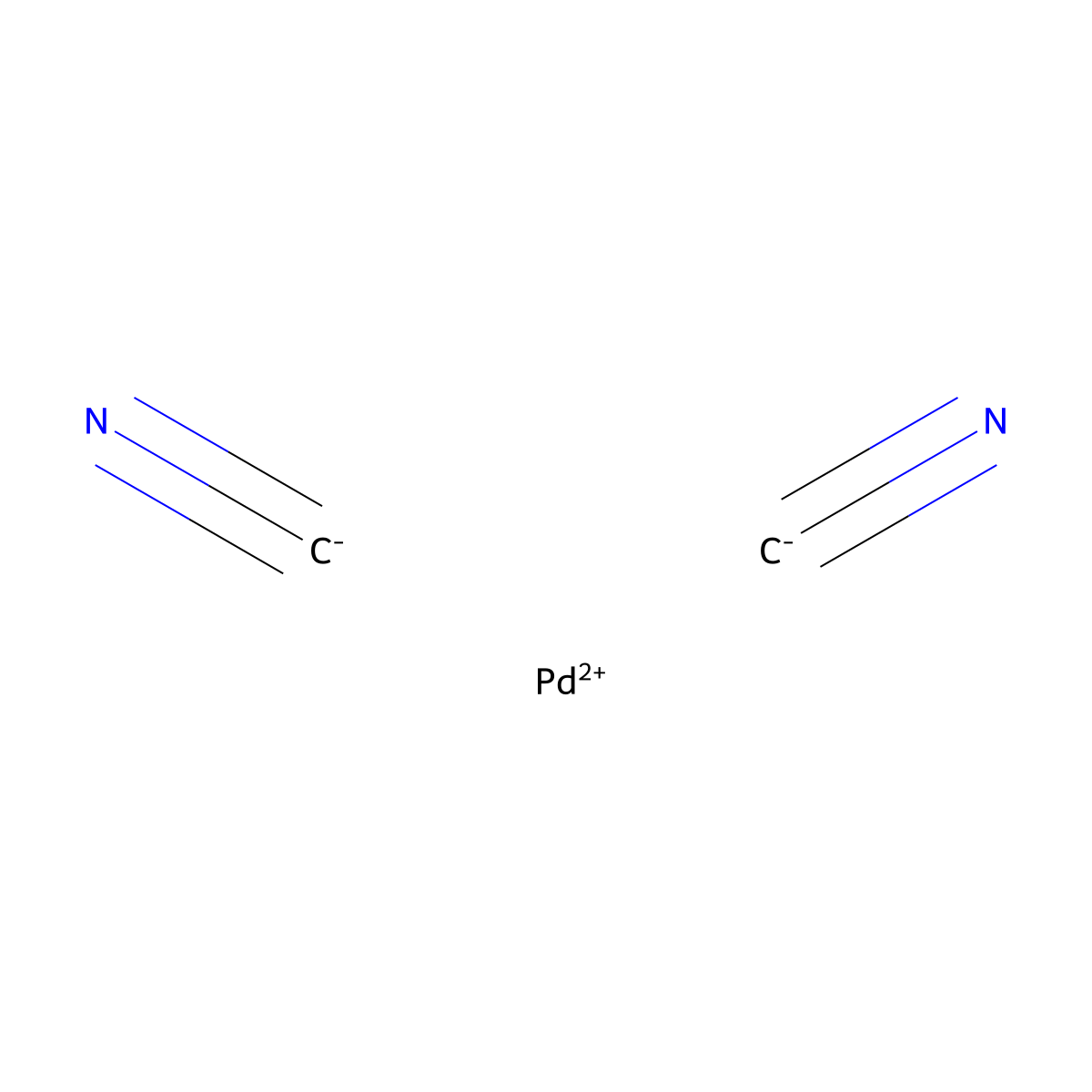 Palladium cyanide (Pd(CN)2) molecular structure, CAS 2035-66-7