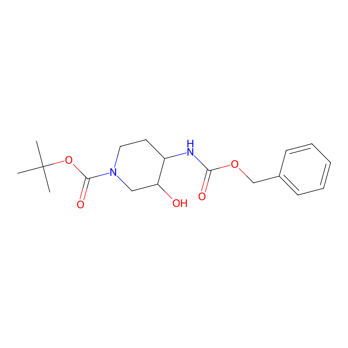 Tert-butyl 4-{[(benzyloxy)carbonyl]amino}-3-hydroxypiperidine-1-carboxylate molecular structure, CAS 203503-20-2