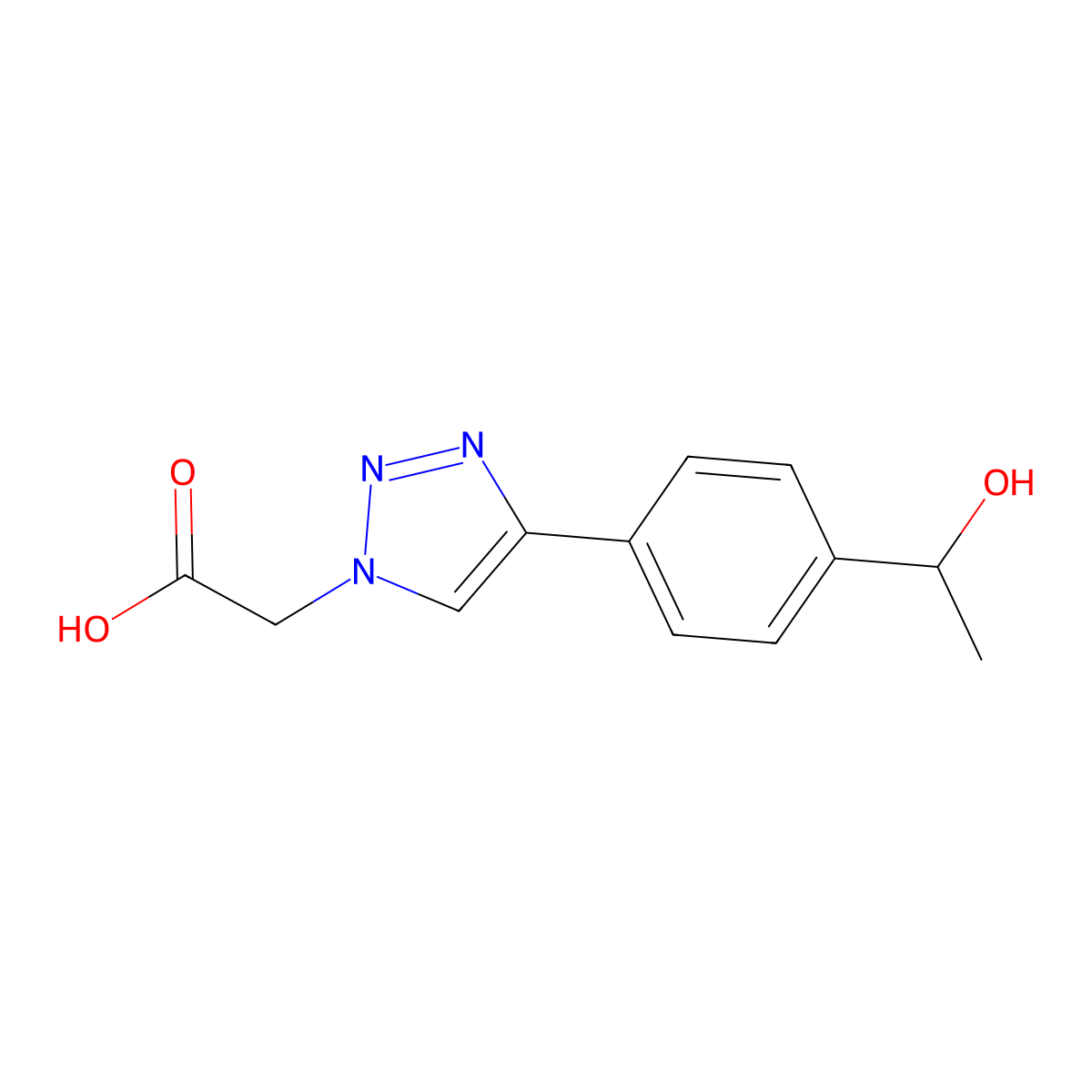 2-(4-(4-(1-hydroxyethyl)phenyl)-1H-1,2,3-triazol-1-yl)acetic acid molecular structure, CAS 2035032-87-0