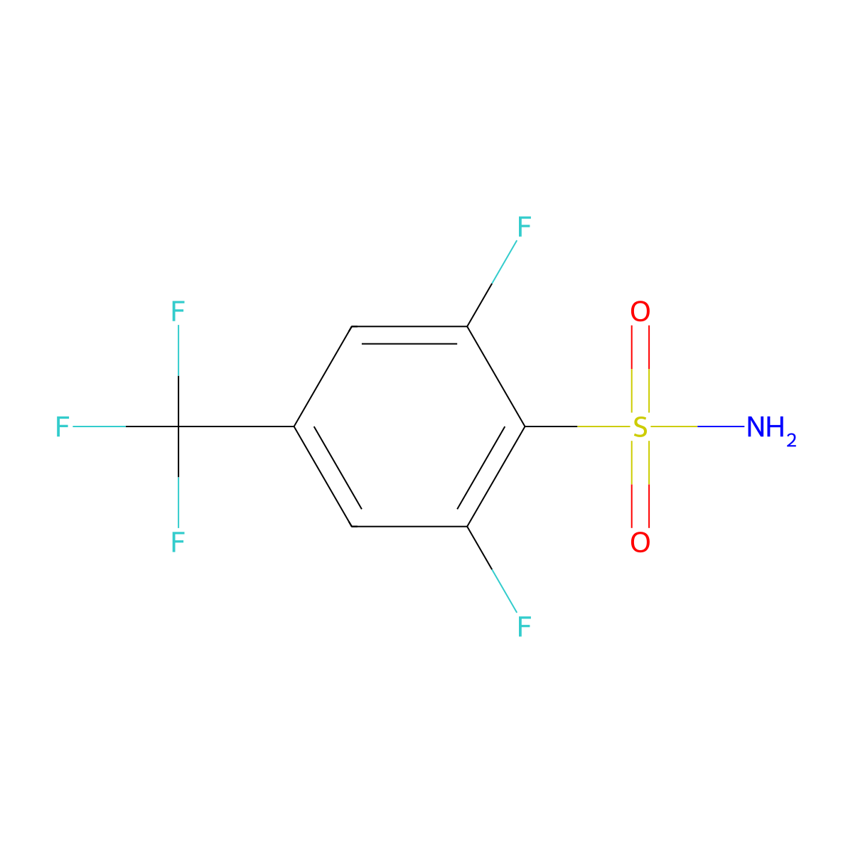 2,6-Difluoro-4-(trifluoromethyl)benzene-1-sulfonamide molecular structure, CAS 2035053-42-8