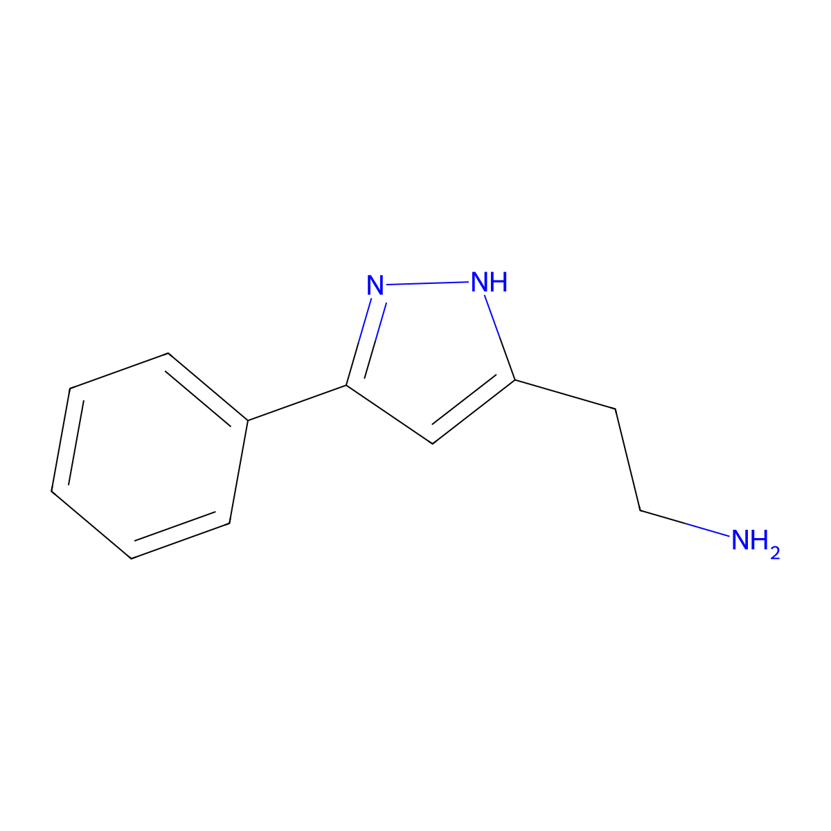 2-(3-phenyl-1H-pyrazol-5-yl)ethan-1-amine molecular structure, CAS 2035082-67-6