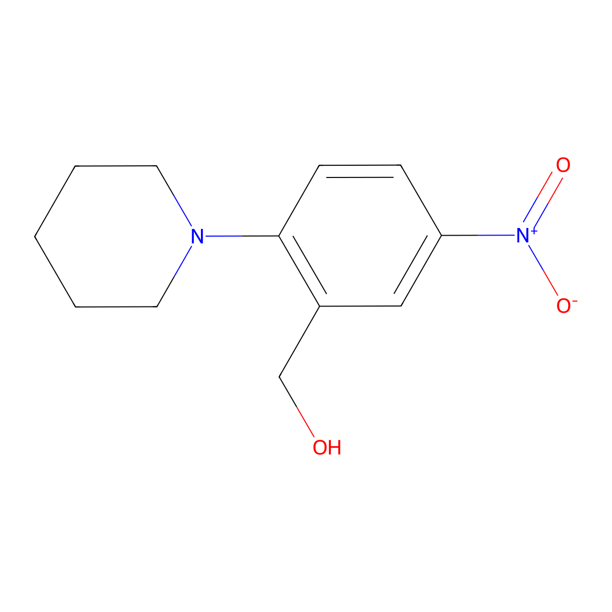 (5-Nitro-2-(piperidin-1-yl)phenyl)methanol molecular structure, CAS 203509-89-1