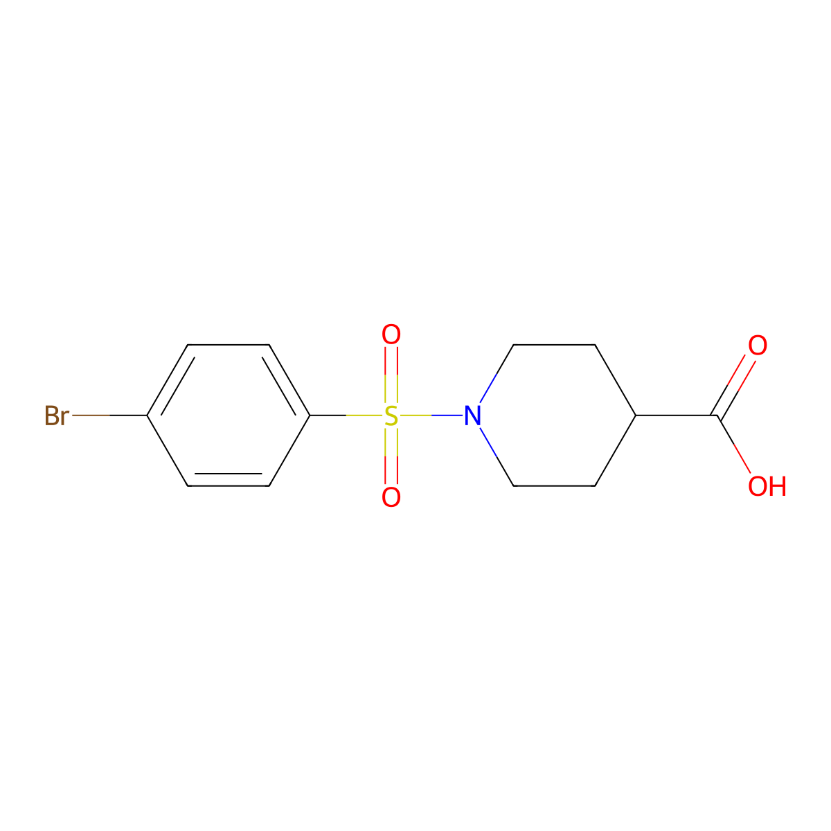1-[(4-Bromophenyl)sulfonyl]-4-piperidinecarboxylic acid molecular structure, CAS 203519-01-1