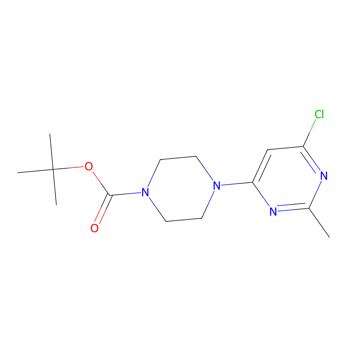 Tert-butyl 4-(6-chloro-2-methylpyrimidin-4-yl)piperazine-1-carboxylate molecular structure, CAS 203519-37-3