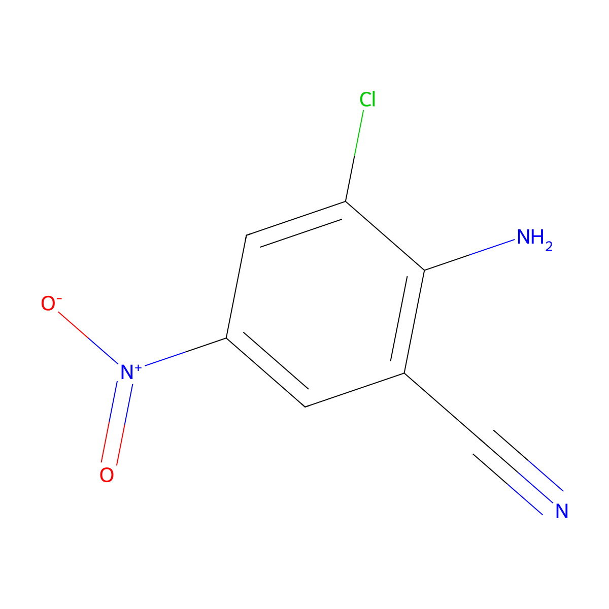 Benzonitrile, 2-amino-3-chloro-5-nitro- molecular structure, CAS 20352-84-5