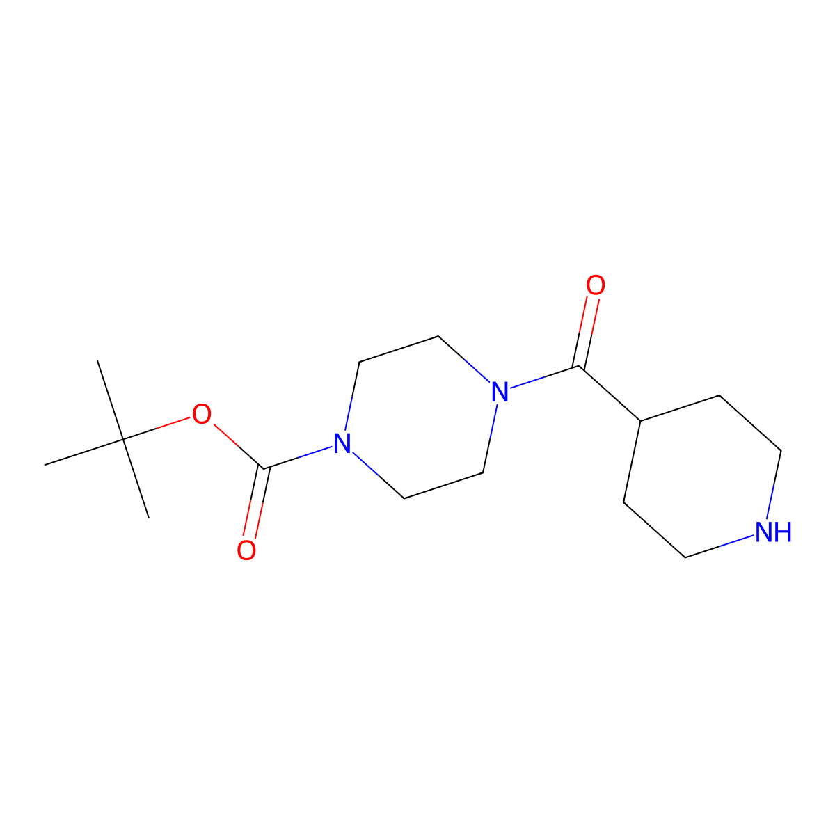 Tert-butyl 4-(piperidine-4-carbonyl)piperazine-1-carboxylate molecular structure, CAS 203520-03-0