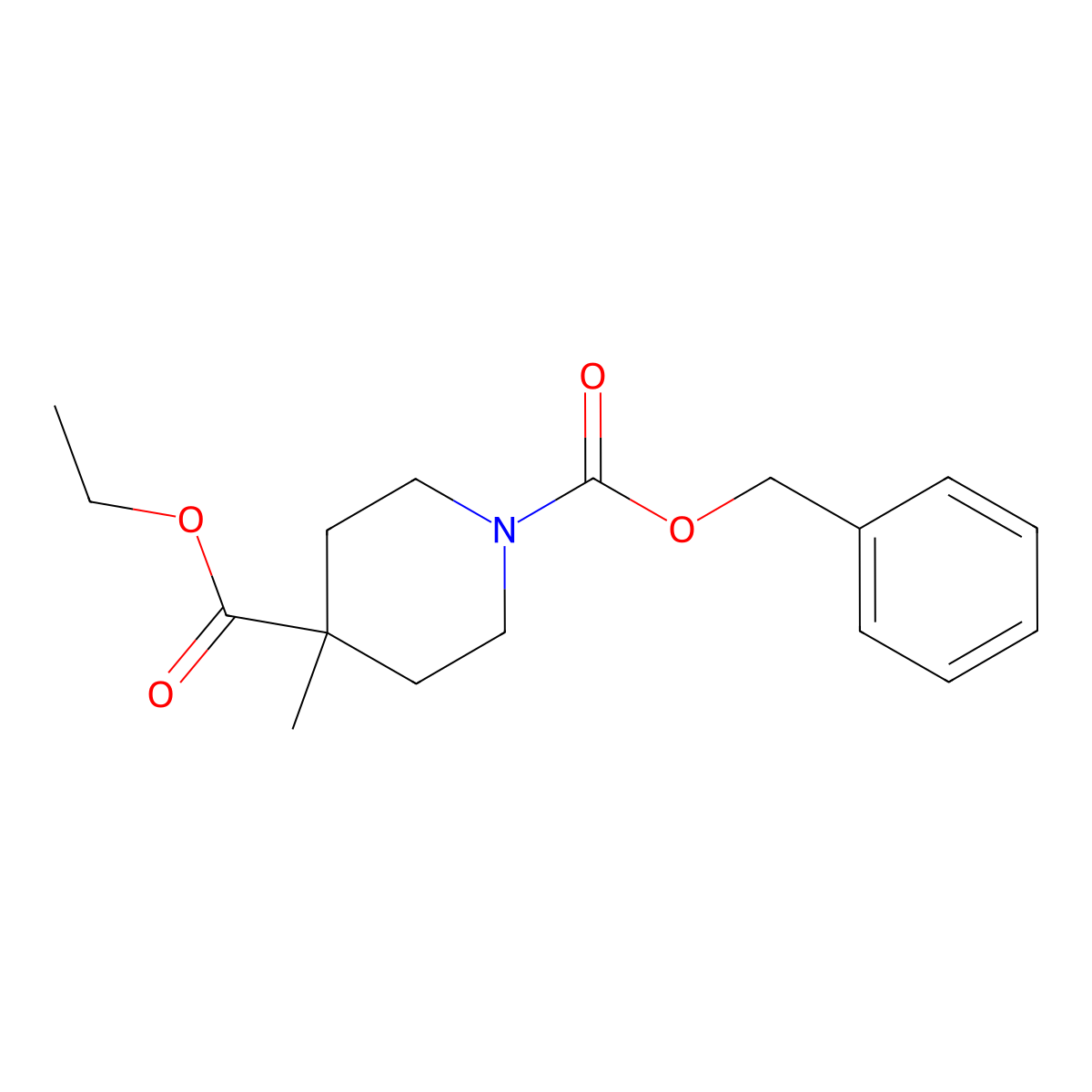 1-Benzyl 4-ethyl 4-methylpiperidine-1,4-dicarboxylate molecular structure, CAS 203521-95-3