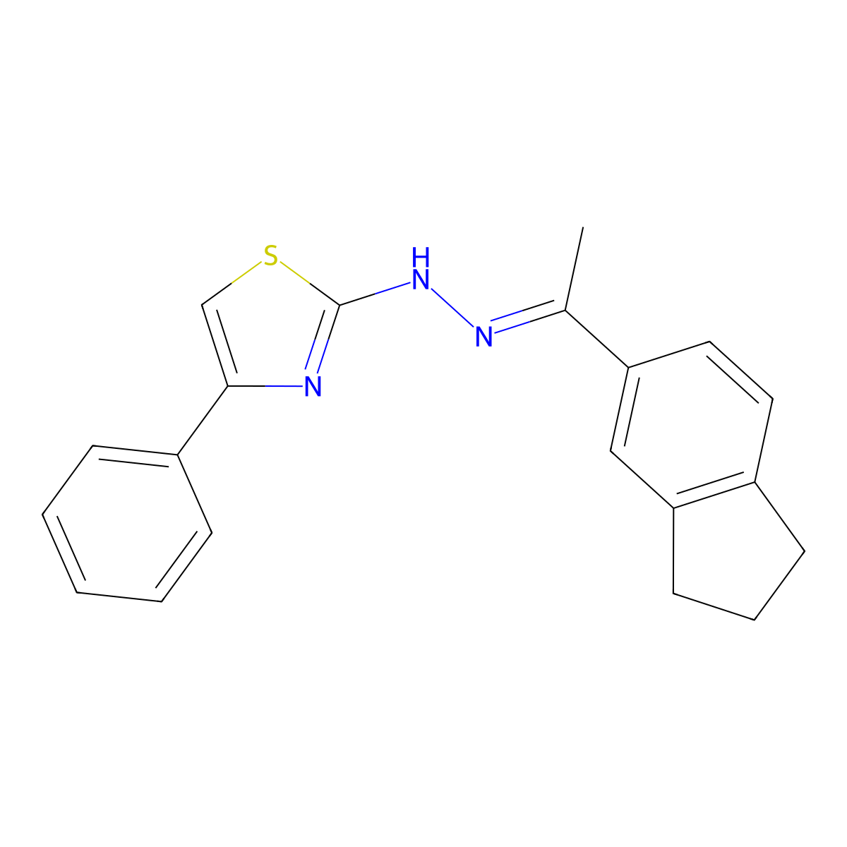 1-(2,3-Dihydro-1H-inden-5-yl)ethanone 2-(4-phenyl-2-thiazolyl)hydrazone molecular structure, CAS 203524-88-3
