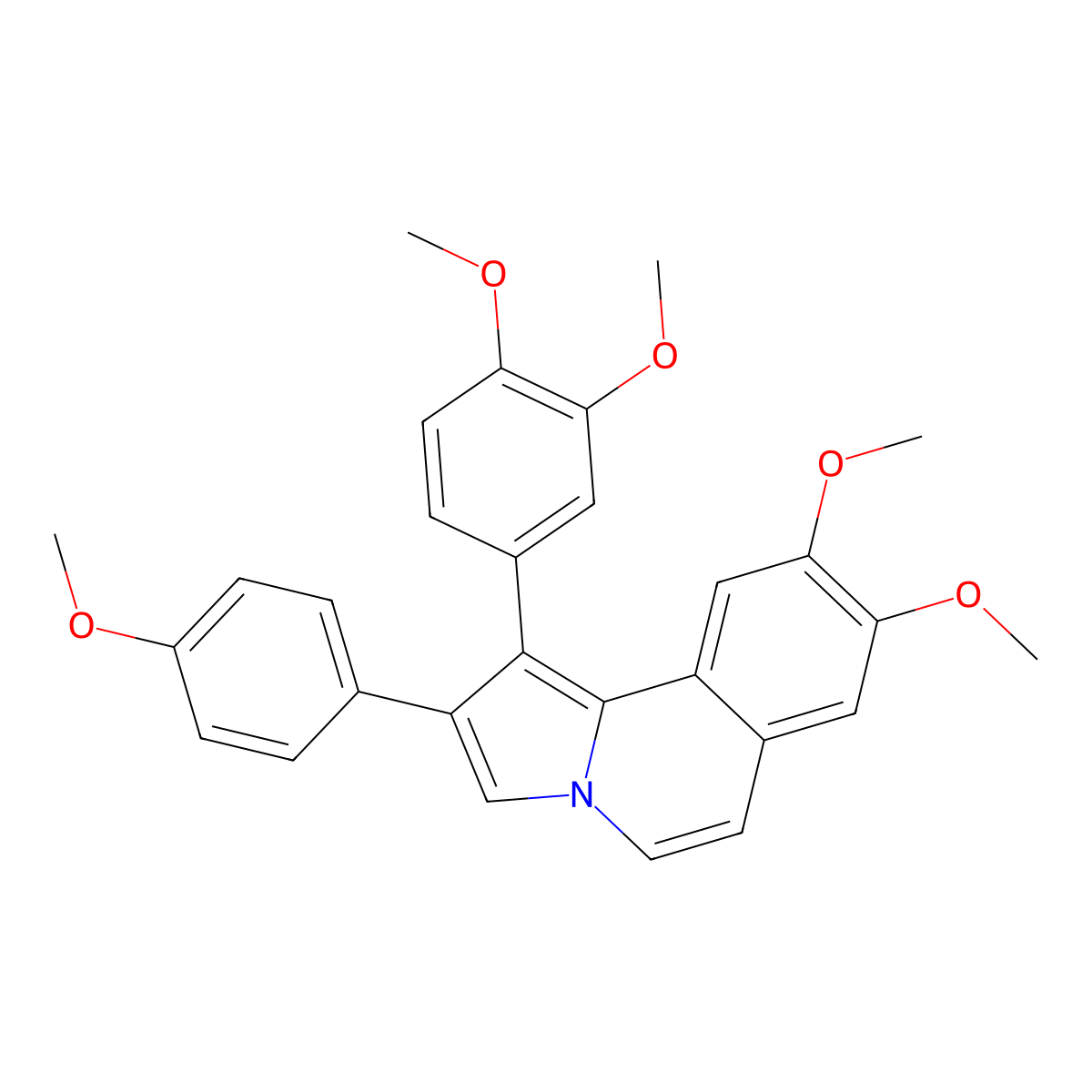1-(3,4-Dimethoxyphenyl)-8,9-dimethoxy-2-(4-methoxyphenyl)pyrrolo[2,1-a]isoquinoline molecular structure, CAS 20353-62-2