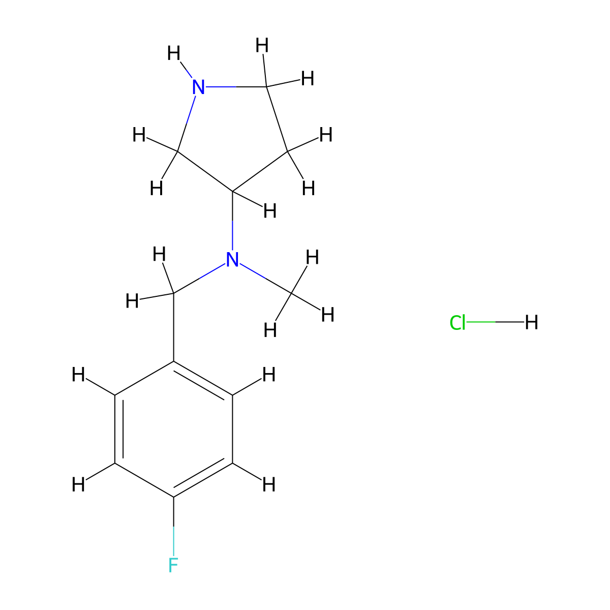N-[(4-fluorophenyl)methyl]-N-methylpyrrolidin-3-amine hydrochloride molecular structure, CAS 2035386-97-9