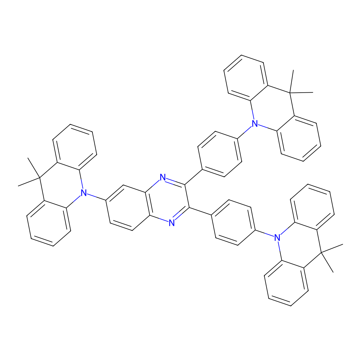 10,10'-((6-(9,9-Dimethylacridin-10(9H)-yl)quinoxaline-2,3-diyl)bis(4,1-phenylene))bis(9,9-dimethyl-9,10-dihydroacridine) molecular structure, CAS 2035390-33-9