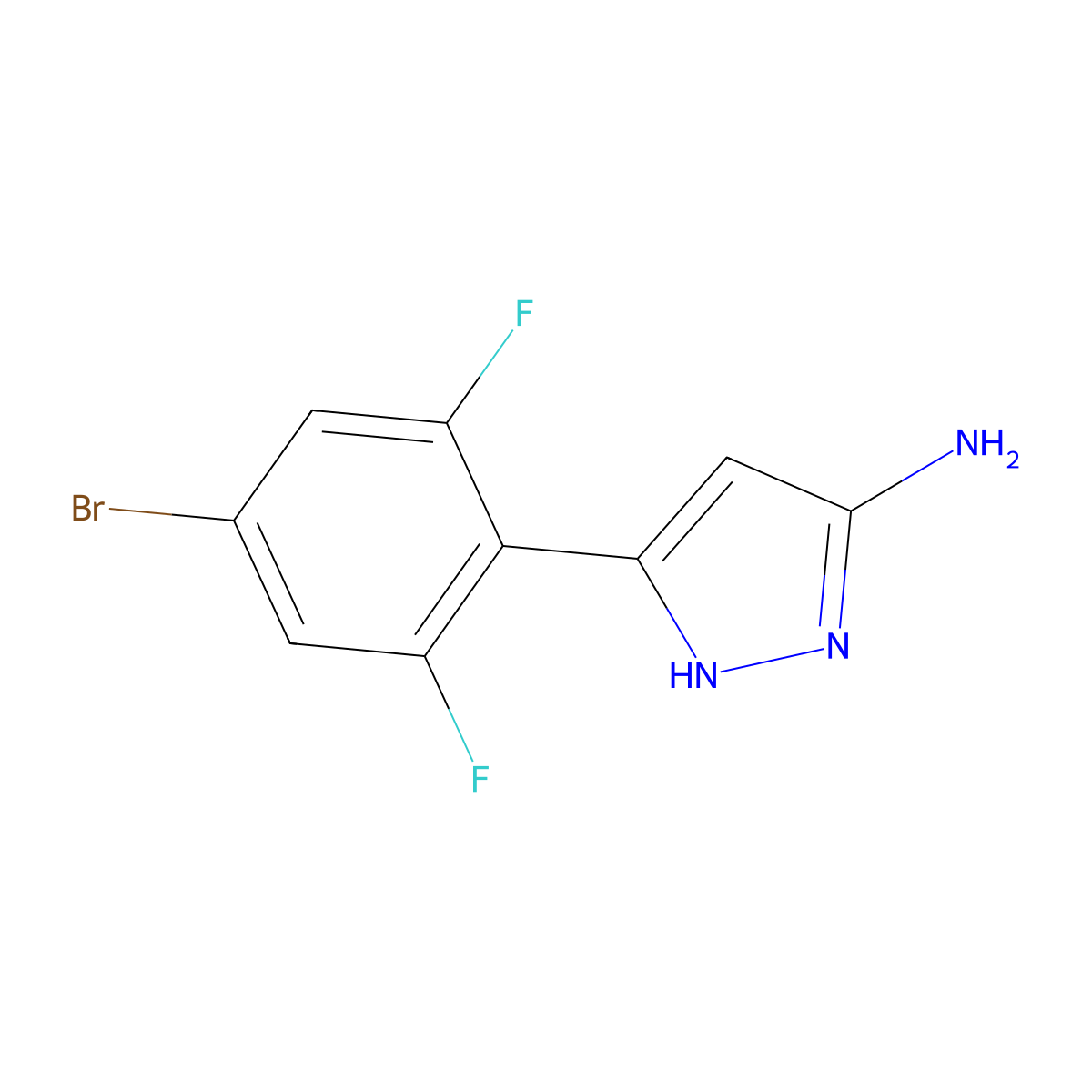 5-(4-bromo-2,6-difluorophenyl)-1H-pyrazol-3-amine molecular structure, CAS 2035416-93-2