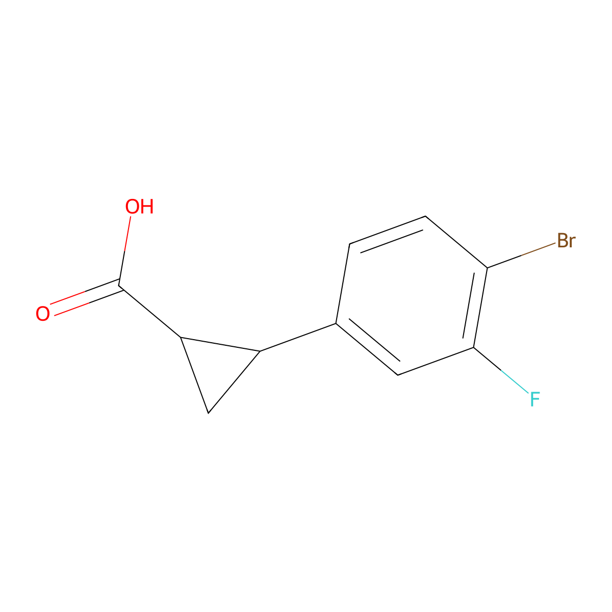 trans-2-(4-Bromo-3-fluoro-phenyl)cyclopropanecarboxylic acid molecular structure, CAS 2035422-03-6