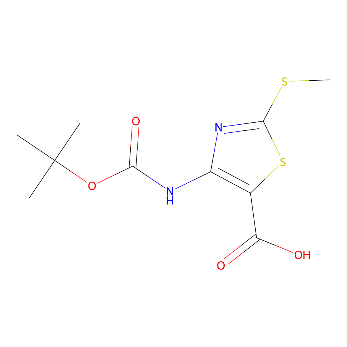 4-{[(Tert-butoxy)carbonyl]amino}-2-(methylsulfanyl)-1,3-thiazole-5-carboxylic acid molecular structure, CAS 2035467-81-1
