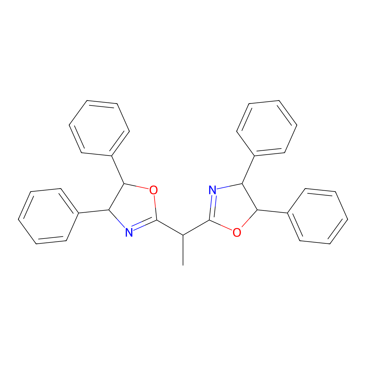 (4S,4'S,5R,5'R)-2,2'-(Ethane-1,1-diyl)bis(4,5-diphenyl-4,5-dihydrooxazole) molecular structure, CAS 2035480-66-9