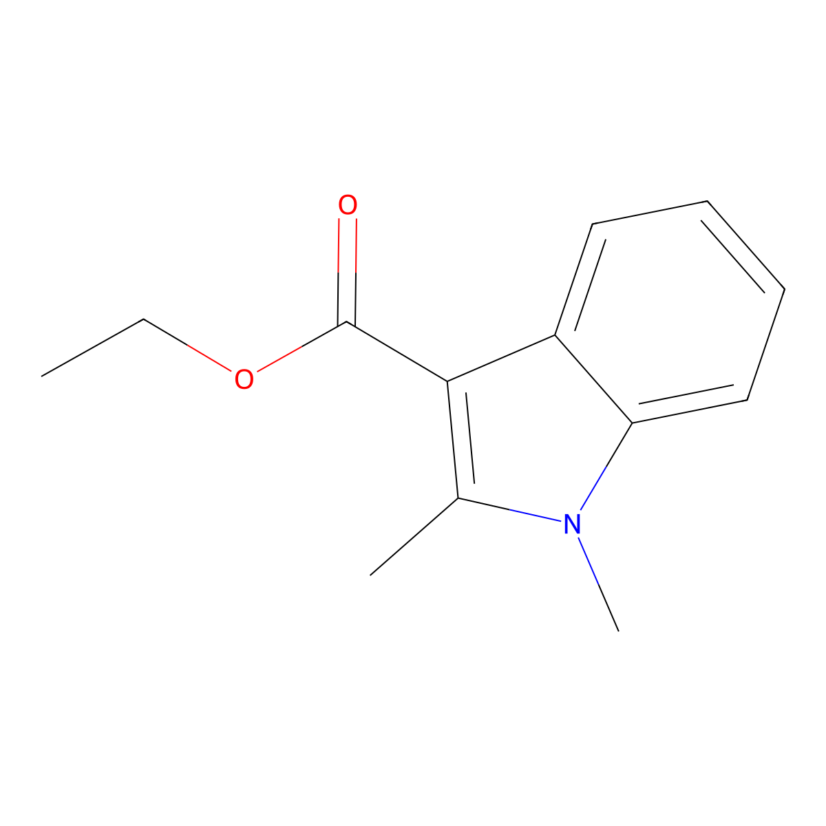 Ethyl 1,2-dimethyl-1H-indole-3-carboxylate molecular structure, CAS 20357-14-6