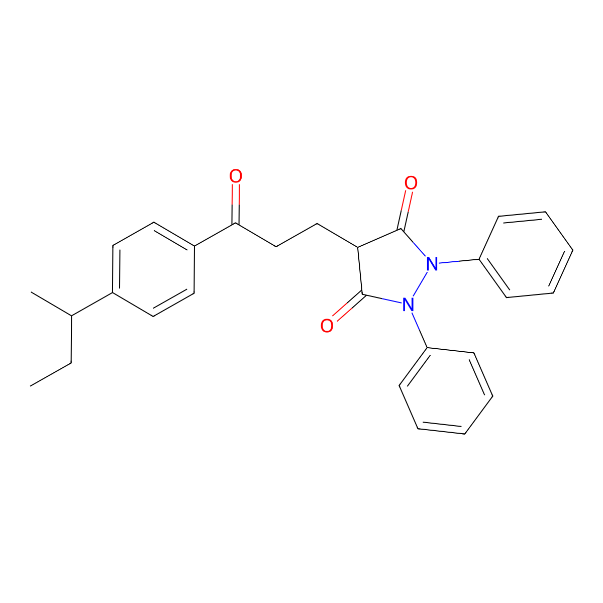 4-(2-(p-sec-Butylbenzoyl)ethyl)-1,2-diphenyl-3,5-pyrazolidinedione molecular structure, CAS 20358-38-7