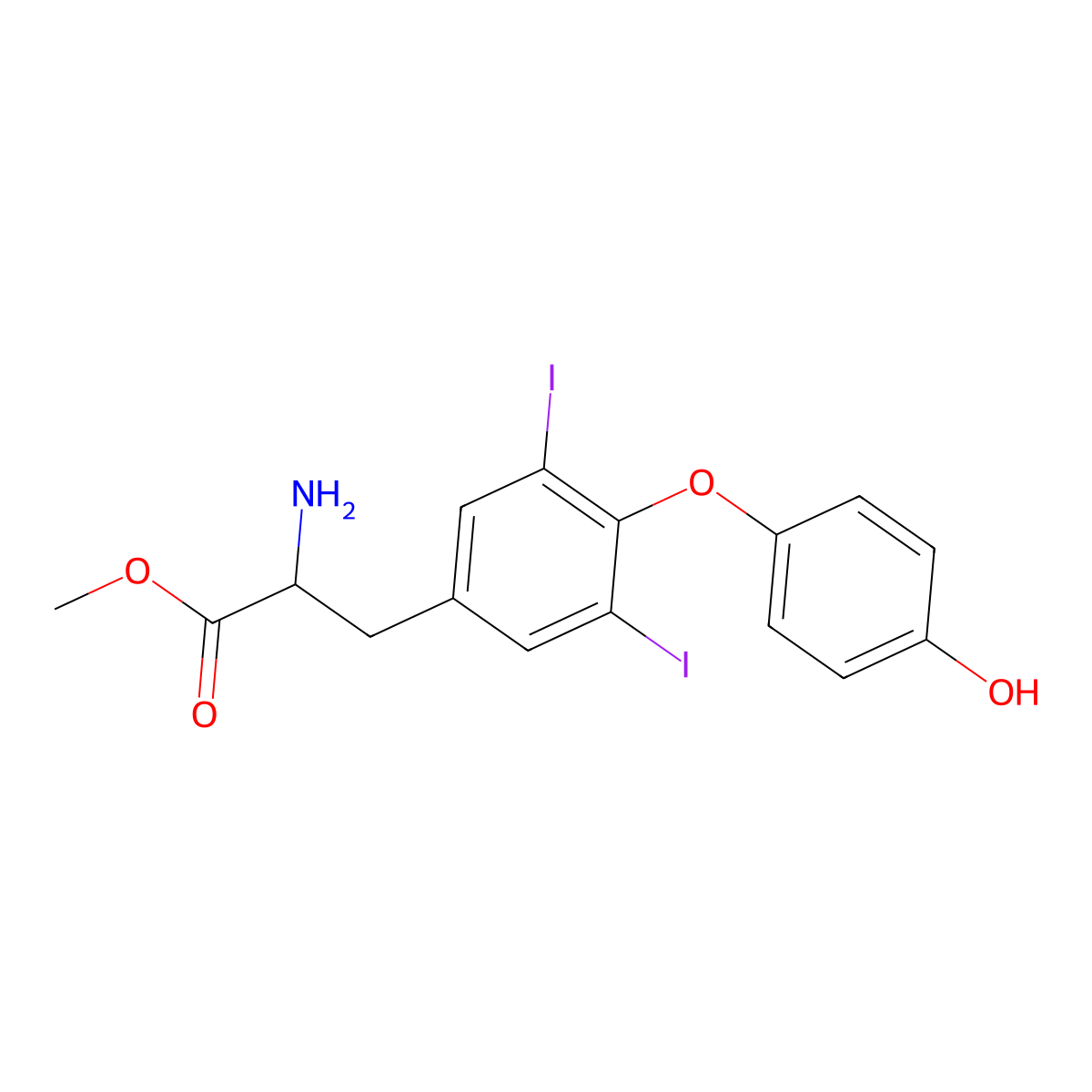 o-(4-Hydroxyphenyl)-3,5-diiodo-l-tyrosine methyl ester molecular structure, CAS 203585-45-9