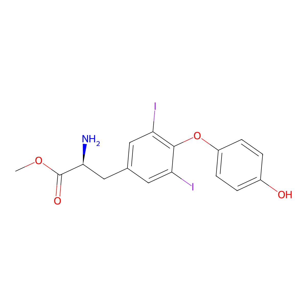 o-(4-Hydroxyphenyl)-3,5-diiodo-l-tyrosine methyl ester molecular structure, CAS 203585-45-9
