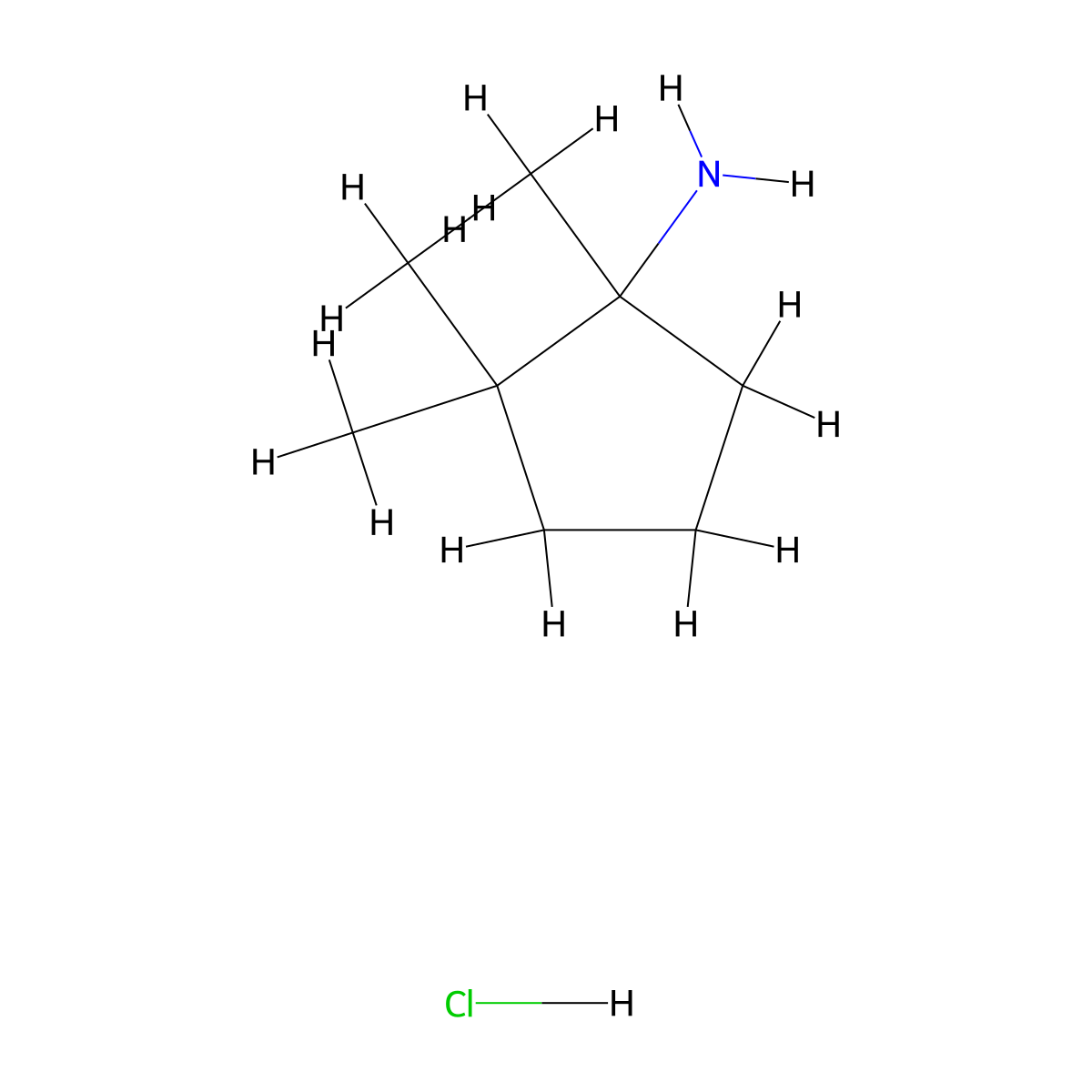 1,2,2-Trimethylcyclopentan-1-amine hydrochloride molecular structure, CAS 2036-24-0