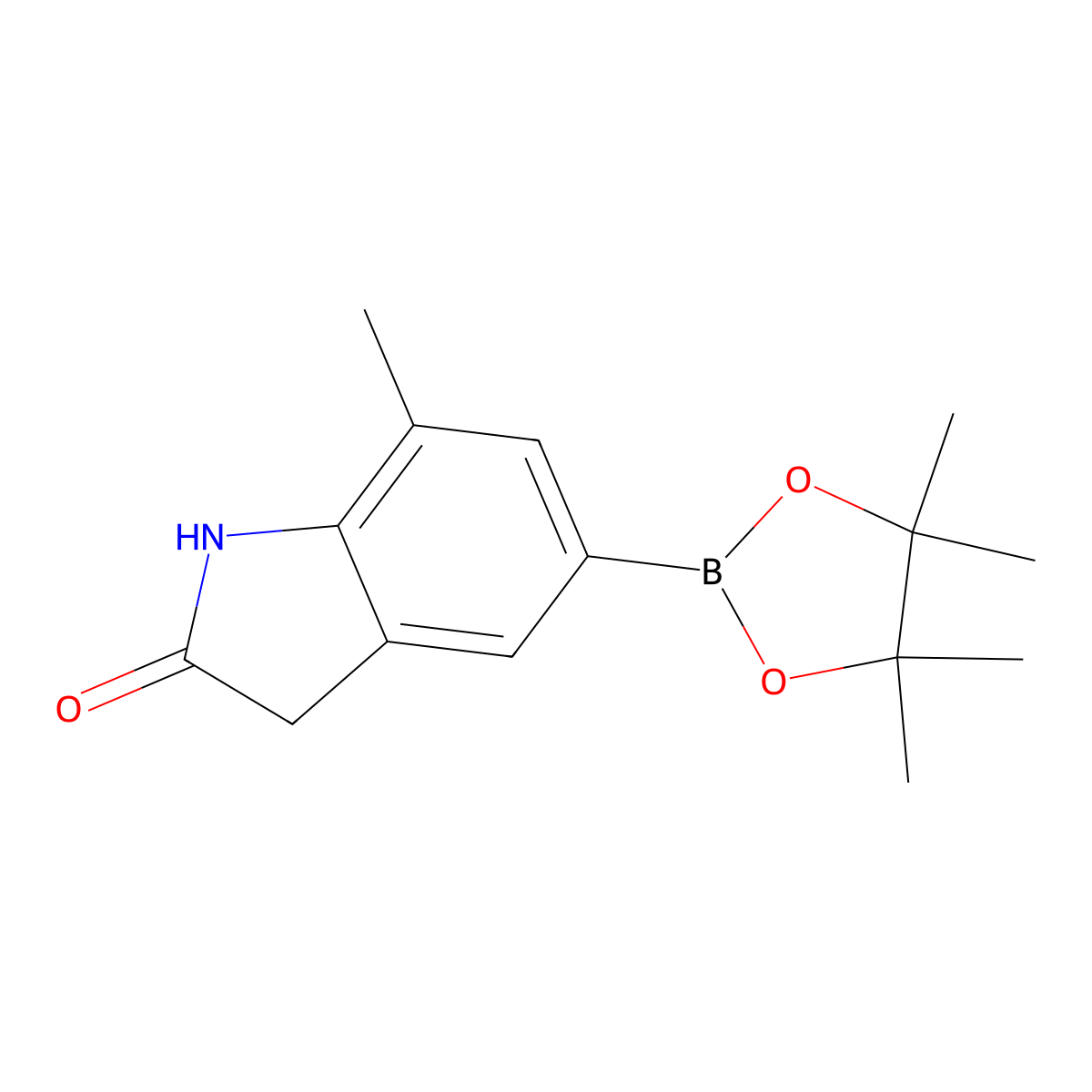 7-Methyl-5-(4,4,5,5-tetramethyl-1,3,2-dioxaborolan-2-YL)indolin-2-one molecular structure, CAS 2036075-04-2