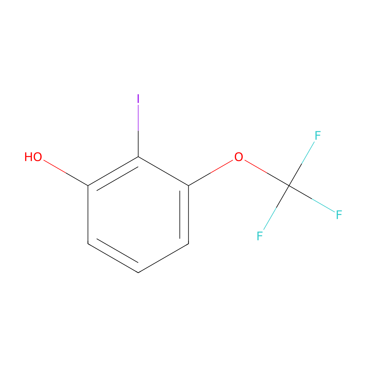 2-Iodo-3-(trifluoromethoxy)phenol molecular structure, CAS 2036084-08-7