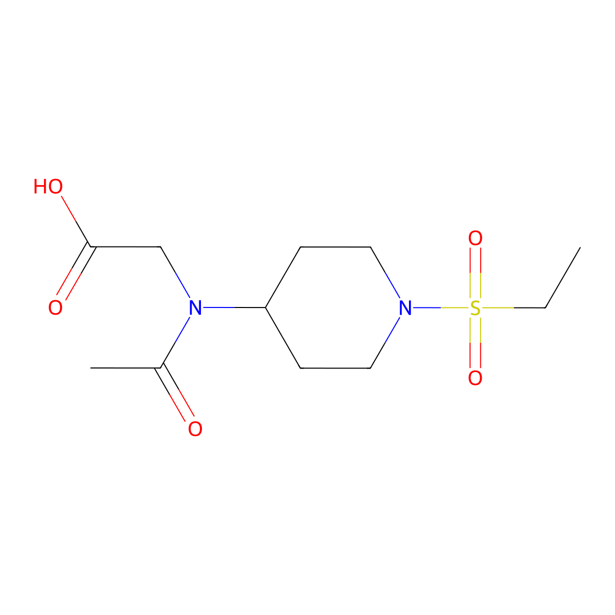 2-{N-[1-(ethanesulfonyl)piperidin-4-yl]acetamido}acetic acid molecular structure, CAS 2036108-26-4