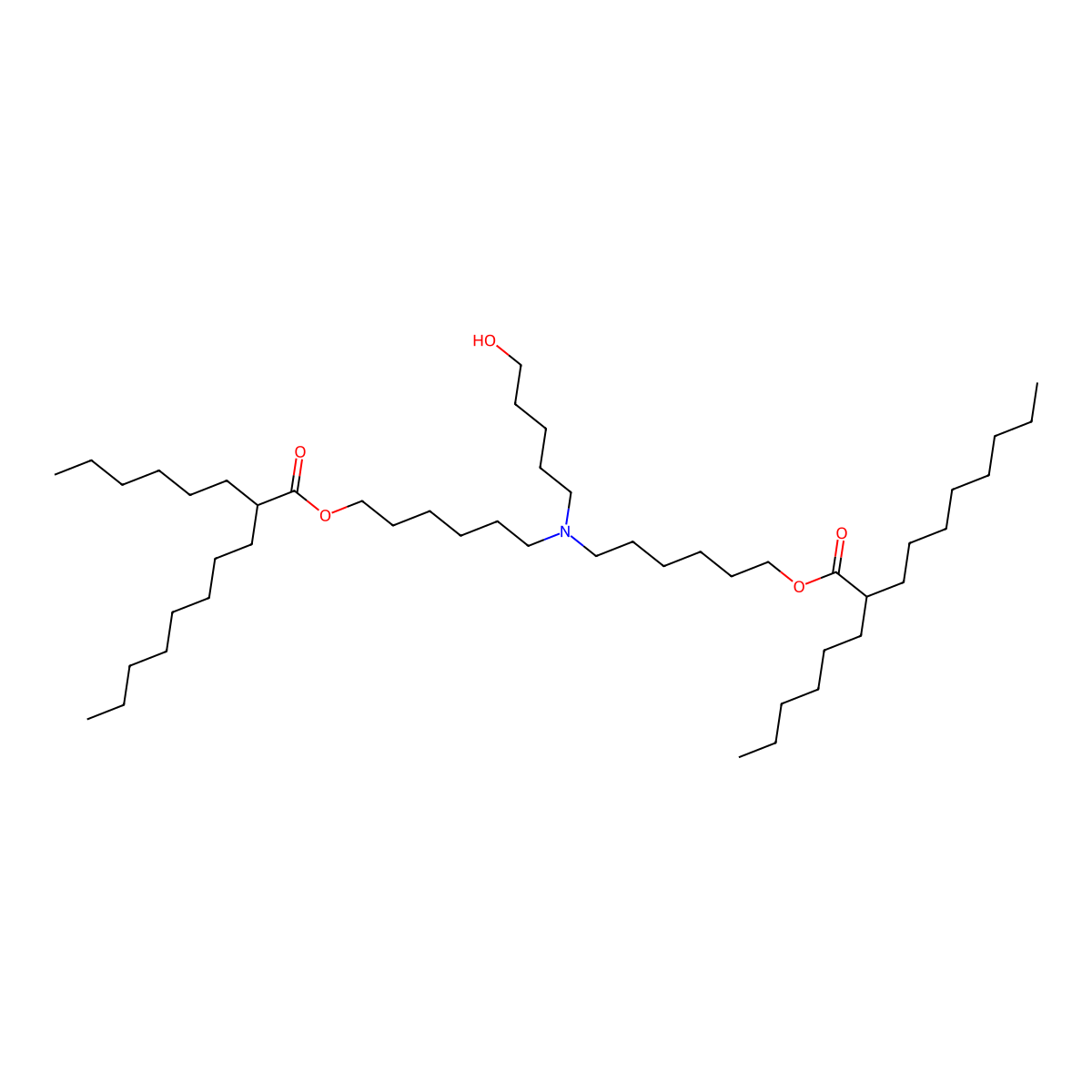 ((5-Hydroxypentyl)azanediyl)bis(hexane-6,1-diyl) bis(2-hexyldecanoate) molecular structure, CAS 2036272-56-5