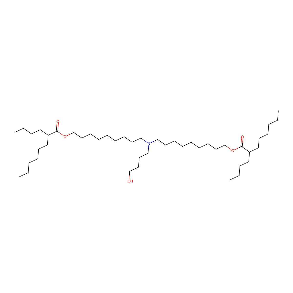 ((4-Hydroxybutyl)azanediyl)bis(nonane-9,1-diyl) bis(2-butyloctanoate) molecular structure, CAS 2036273-14-8
