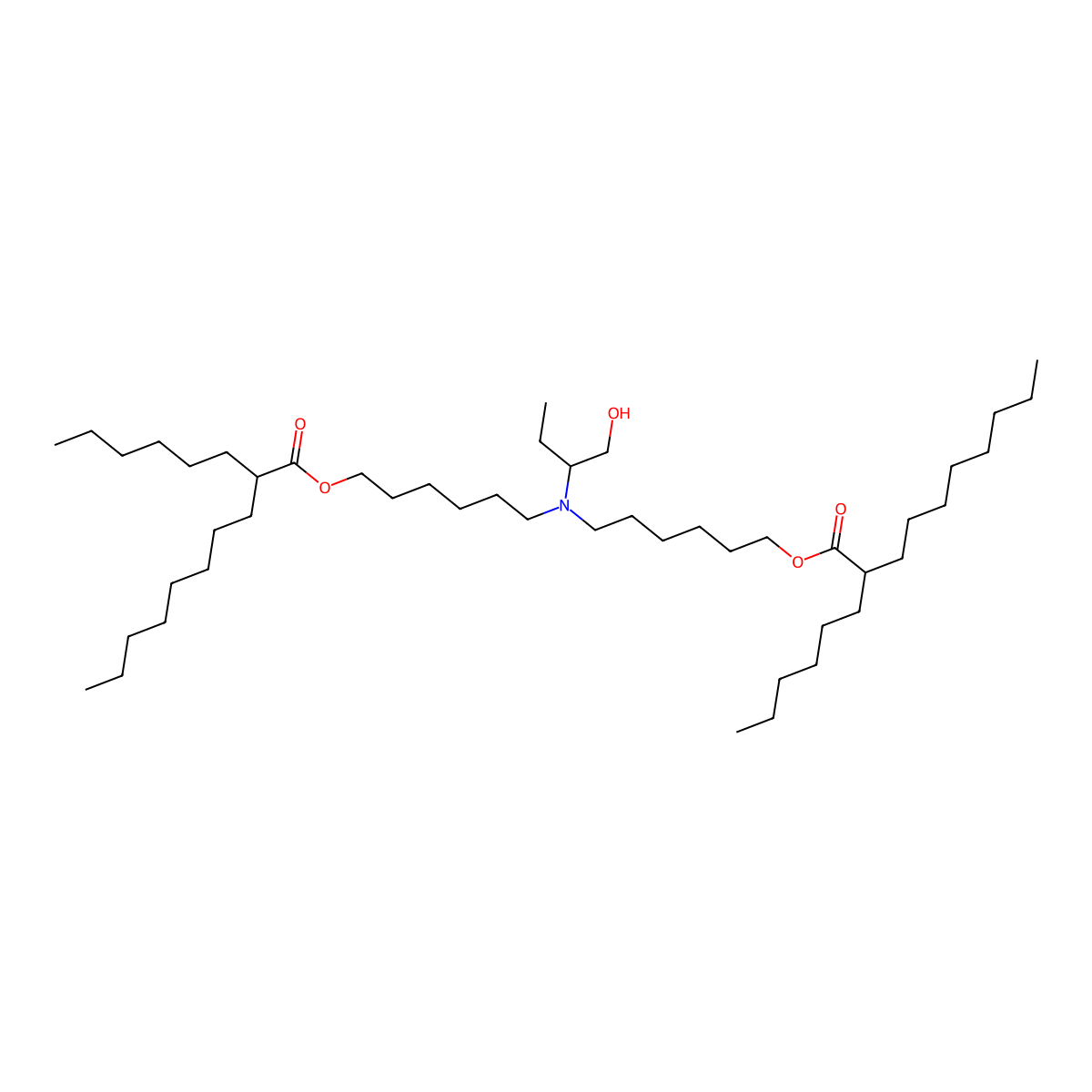 ((1-Hydroxybutan-2-yl)azanediyl)bis(hexane-6,1-diyl) bis(2-hexyldecanoate) molecular structure, CAS 2036273-20-6