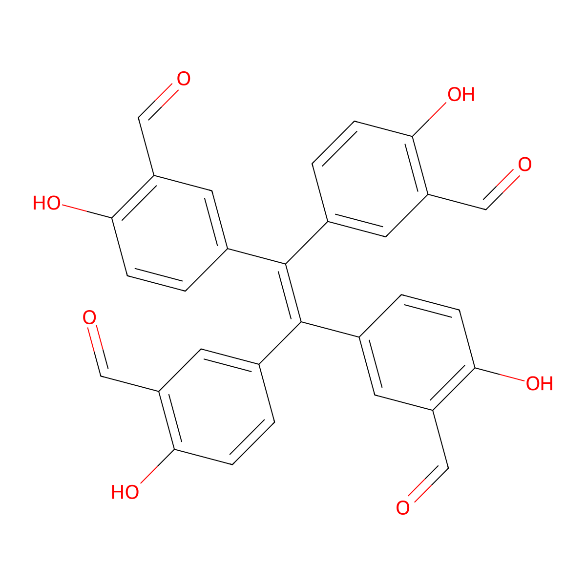 5,5',5'',5'''-(Ethene-1,1,2,2-tetrayl)tetrakis(2-hydroxybenzaldehyde) molecular structure, CAS 2036328-15-9
