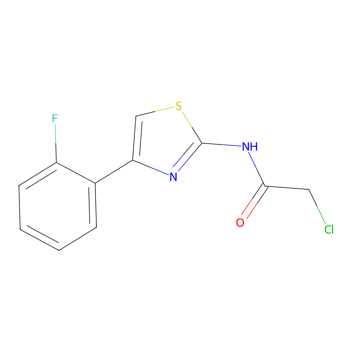2-Chloro-N-(4-(2-fluorophenyl)thiazol-2-yl)acetamide molecular structure, CAS 2036352-13-1
