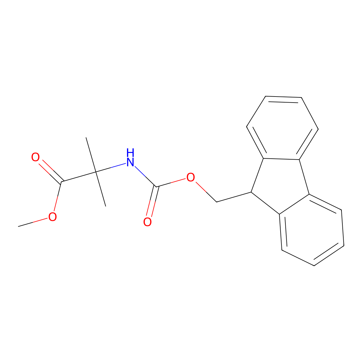 Methyl 2-((((9H-fluoren-9-yl)methoxy)carbonyl)amino)-2-methylpropanoate molecular structure, CAS 203636-40-2