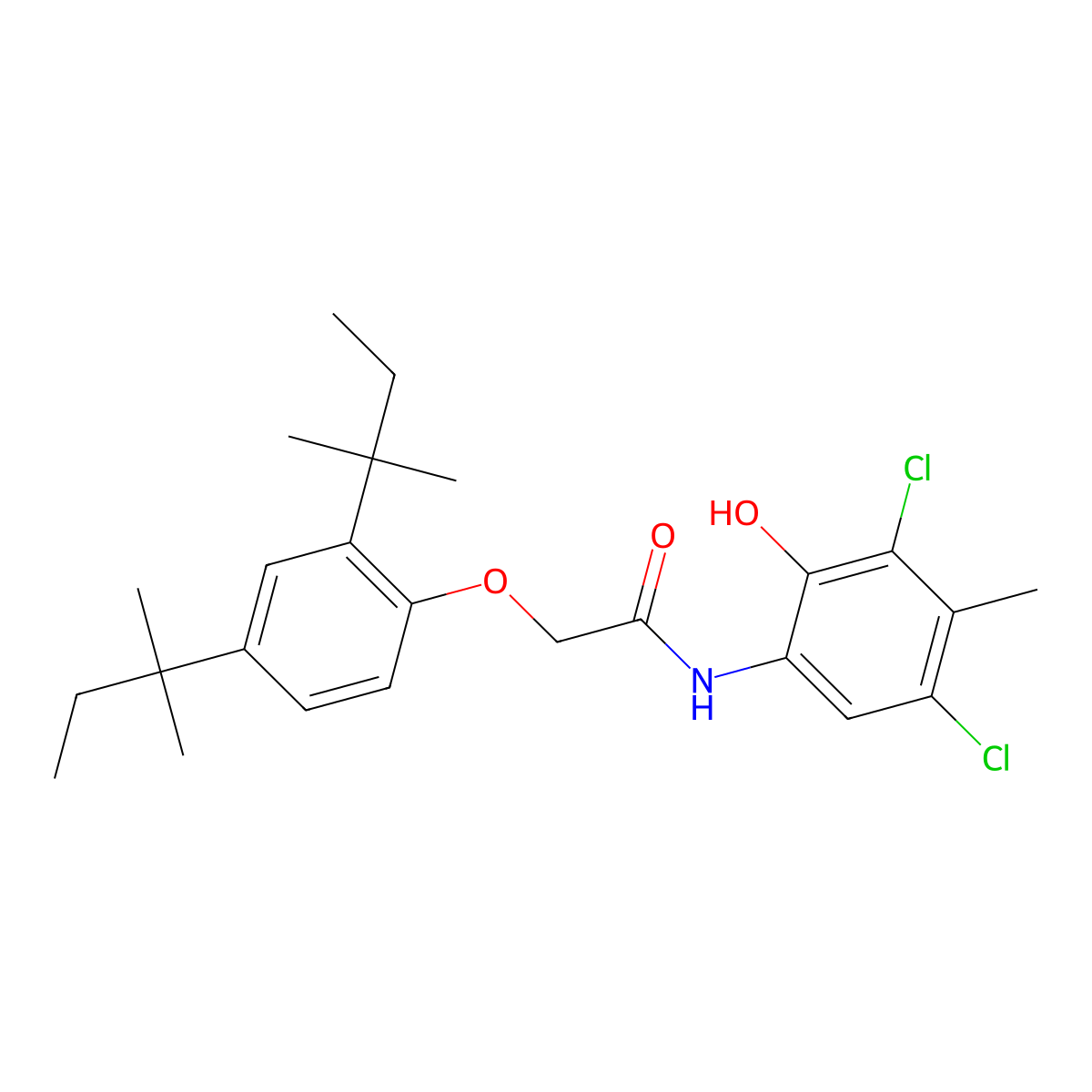 2-[2,4-Bis(1,1-dimethylpropyl)phenoxy]-N-(3,5-dichloro-2-hydroxy-4-methylphenyl)acetamide molecular structure, CAS 20364-09-4