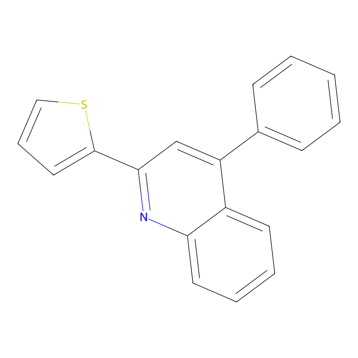 Quinoline, 4-phenyl-2-(2-thienyl)- molecular structure, CAS 20364-68-5