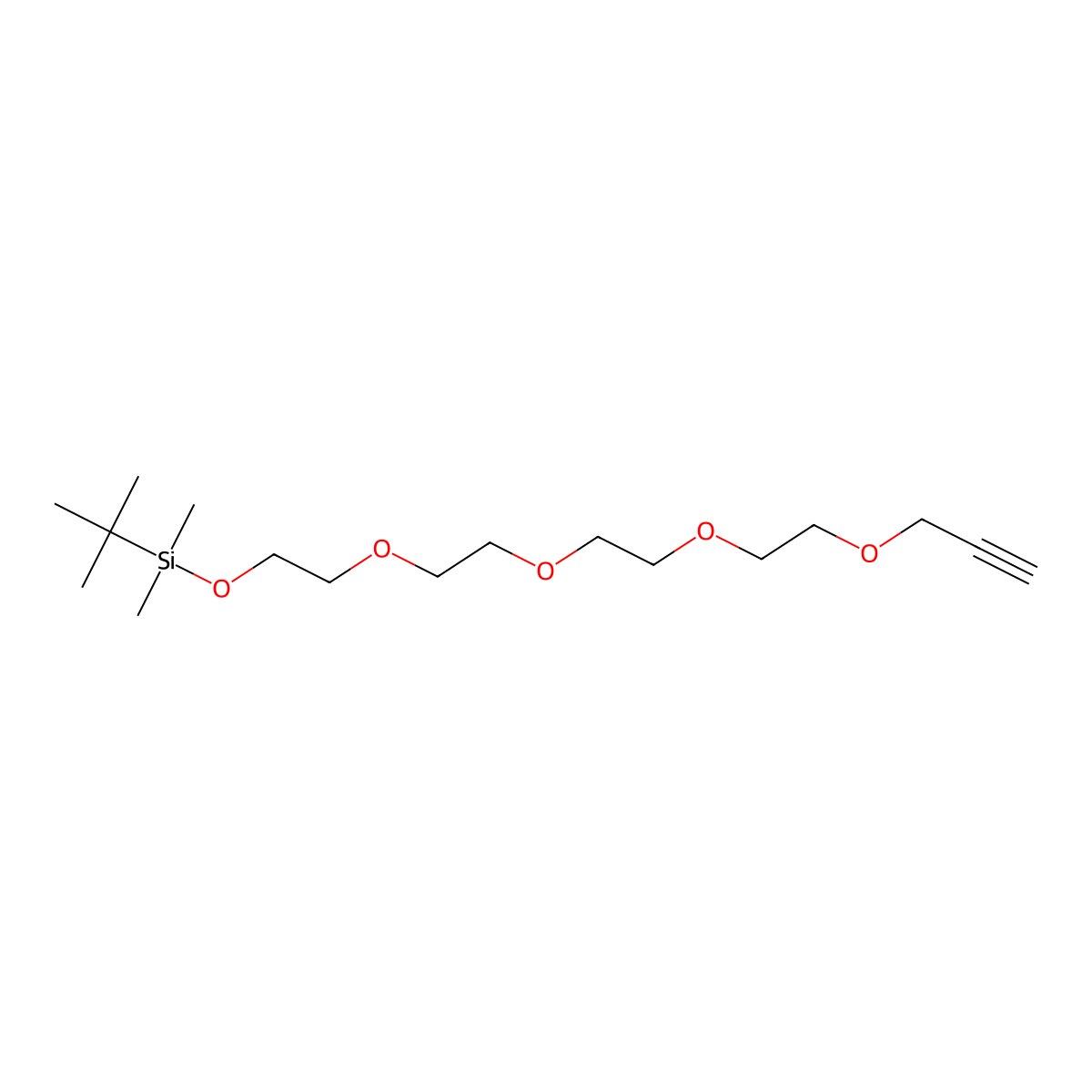 2,2,3,3-Tetramethyl-4,7,10,13,16-pentaoxa-3-silanonadec-18-yne molecular structure, CAS 203642-77-7