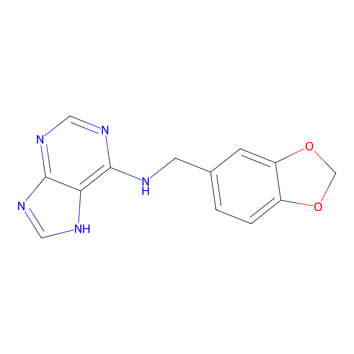 N-(1,3-benzodioxol-5-ylmethyl)-9H-purin-6-amine molecular structure, CAS 20366-90-9