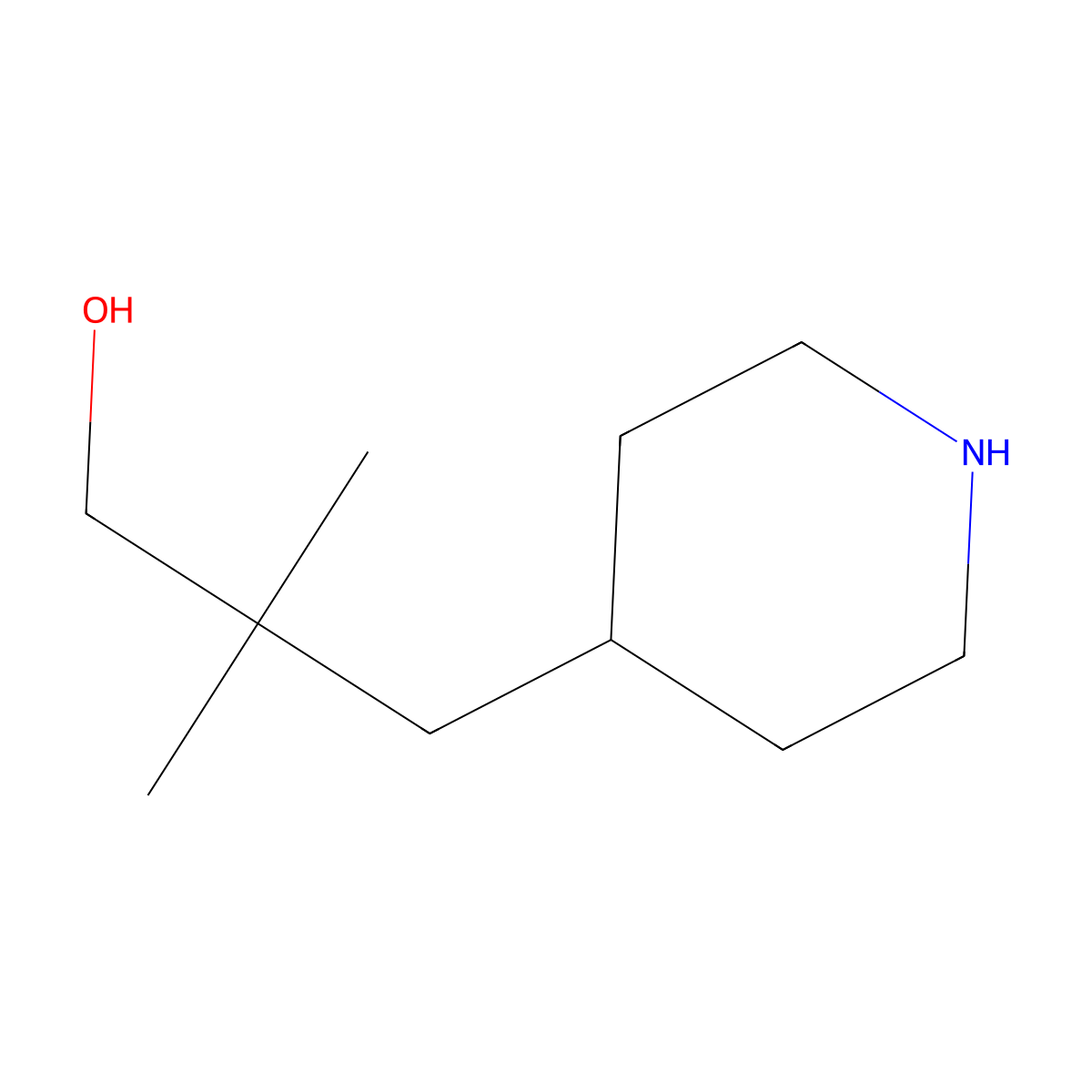 2,2-Dimethyl-3-(4-piperidyl)-1-propanol molecular structure, CAS 203662-02-6