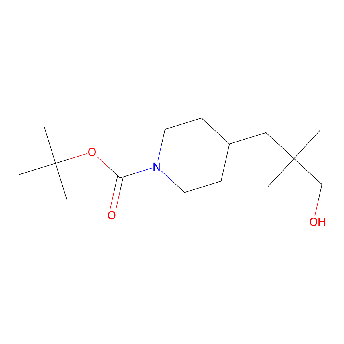 Tert-butyl 4-(3-hydroxy-2,2-dimethylpropyl)piperidine-1-carboxylate molecular structure, CAS 203662-03-7