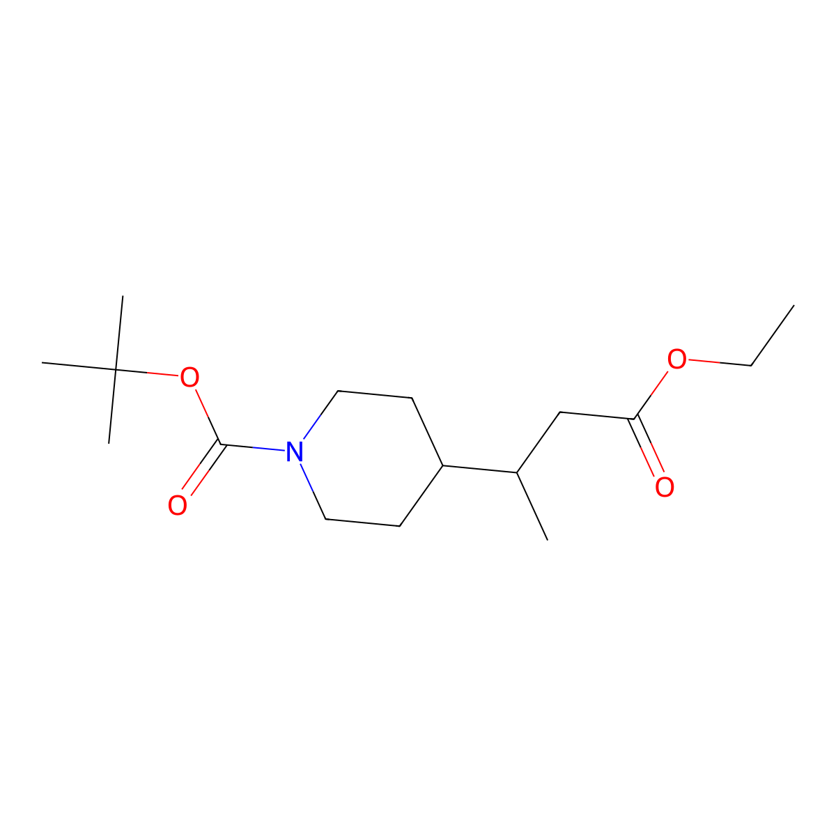 Tert-butyl 4-(4-ethoxy-4-oxobutan-2-yl)piperidine-1-carboxylate molecular structure, CAS 203662-40-2