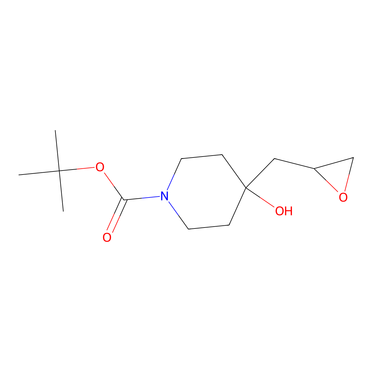 1-Boc-4-(oxiran-2-ylmethyl)-4-hydroxypiperidine molecular structure, CAS 203662-52-6