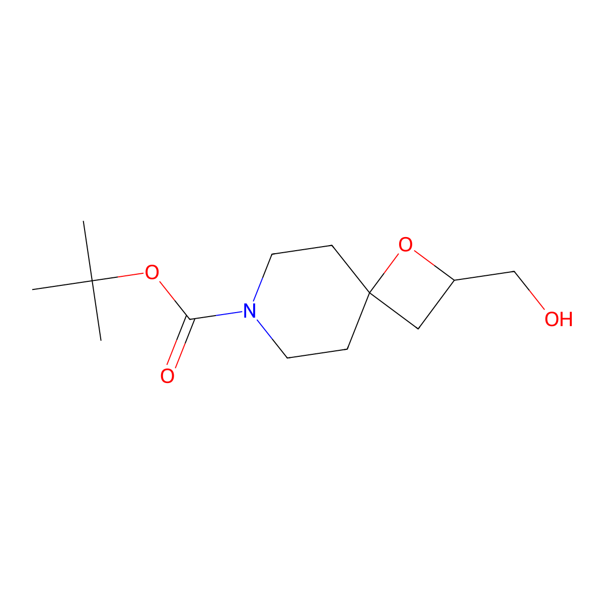 Tert-butyl 2-(hydroxymethyl)-1-oxa-7-azaspiro[3.5]nonane-7-carboxylate molecular structure, CAS 203662-53-7