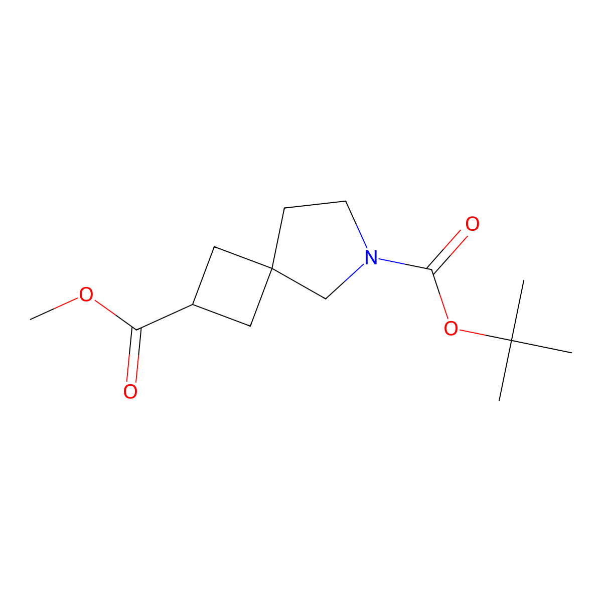 6-Tert-butyl 2-methyl 6-azaspiro[3.4]octane-2,6-dicarboxylate molecular structure, CAS 203662-61-7