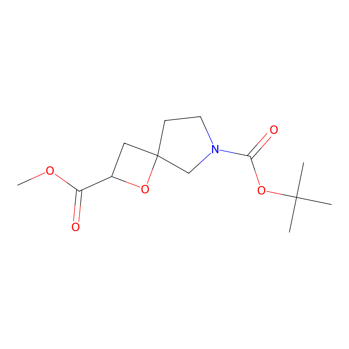6-(tert-Butyl) 2-methyl 1-oxa-6-azaspiro[3.4]octane-2,6-dicarboxylate molecular structure, CAS 203662-62-8